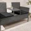 Moderne Gartenbank PORTOFINO 140cm grau Polyrattan Outdoor Sitzbank mit Tisch wetterfest
