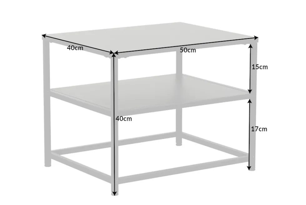 Moderner Beistelltisch DURA STEEL 50cm schwarz Metall mit Ablagefach