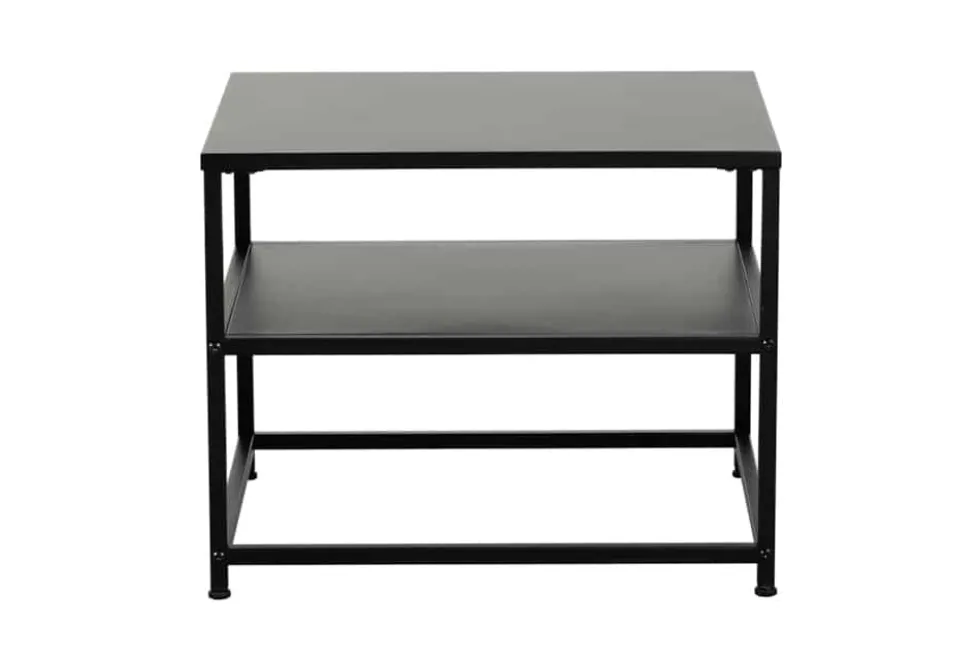 Moderner Beistelltisch DURA STEEL 50cm schwarz Metall mit Ablagefach