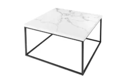 Moderner Couchtisch ARCHITECTURE 60cm weiß Marmor-Design Metallgestell