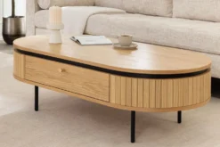 Moderner Couchtisch ATELIER 120cm natur Eiche schwarz mit zwei Schubladen