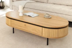 Moderner Couchtisch ATELIER 120cm natur Eiche schwarz mit zwei Schubladen