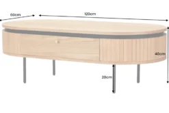 Moderner Couchtisch ATELIER 120cm natur Eiche schwarz mit zwei Schubladen