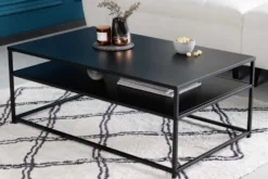 Moderner Couchtisch DURA STEEL 100cm schwarz Metall mit Ablagefach