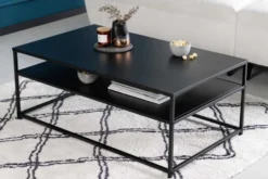 Moderner Couchtisch DURA STEEL 100cm schwarz Metall mit Ablagefach