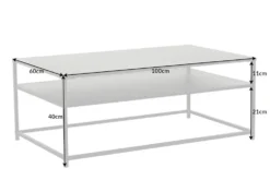 Moderner Couchtisch DURA STEEL 100cm schwarz Metall mit Ablagefach
