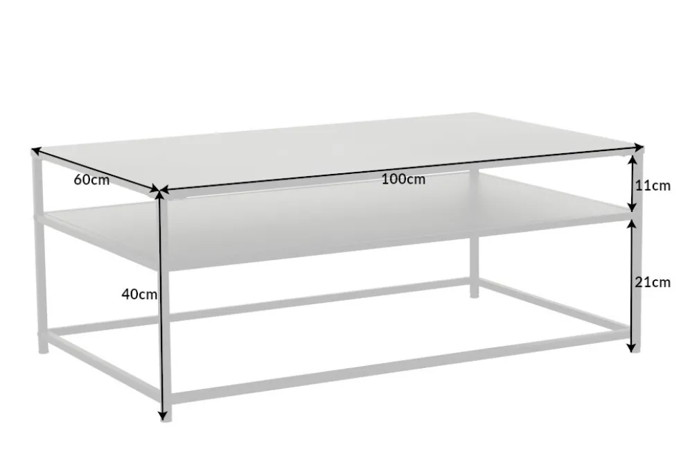 Moderner Couchtisch DURA STEEL 100cm schwarz Metall mit Ablagefach