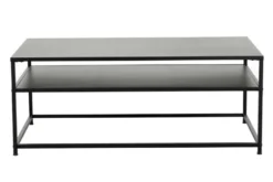 Moderner Couchtisch DURA STEEL 100cm schwarz Metall mit Ablagefach