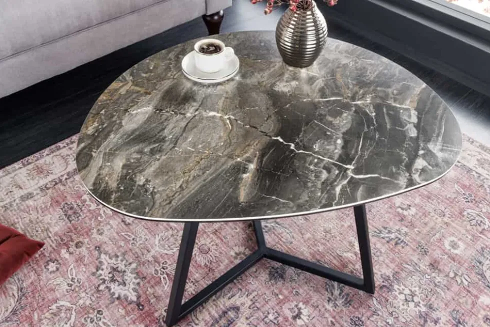 Moderner Couchtisch MARVELOUS 70cm taupe Marmor Keramik made in Italy