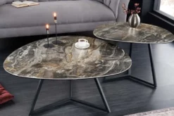 Moderner Couchtisch MARVELOUS 90cm taupe Marmor Keramik made in Italy