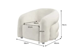 Moderner Design Sessel VOGUE 95cm beige Samt mit Armlehnen und Nosagfederung