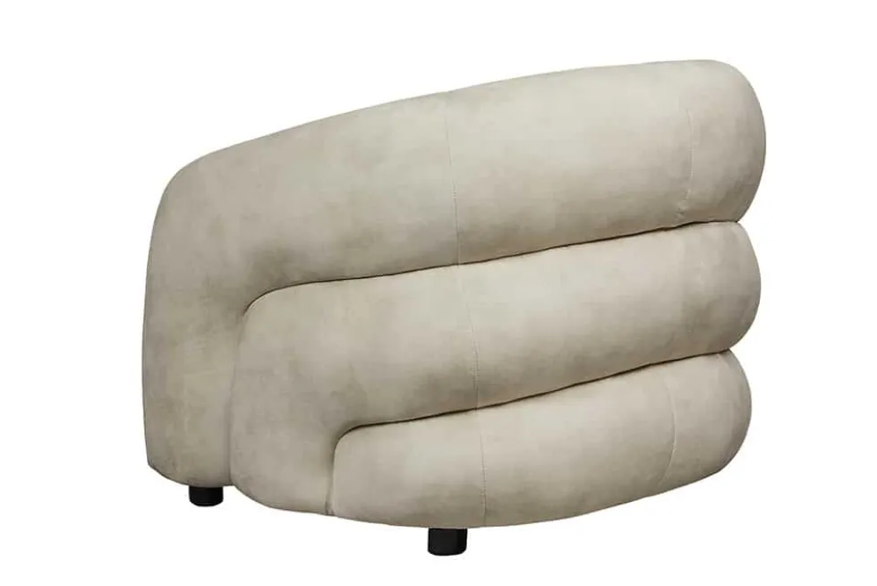 Moderner Design Sessel VOGUE 95cm beige Samt mit Armlehnen und Nosagfederung