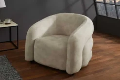 Moderner Design Sessel VOGUE 95cm beige Samt mit Armlehnen und Nosagfederung
