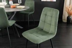 Moderner Design Stuhl TRES CHIC grün Cord schwarze Metallbeine Esszimmer