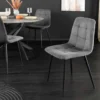 Moderner Design Stuhl TRES CHIC grau Cord schwarze Metallbeine Esszimmer