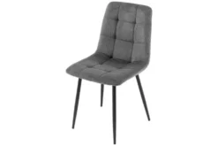 Moderner Design Stuhl TRES CHIC grau Cord schwarze Metallbeine Esszimmer