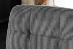 Moderner Design Stuhl TRES CHIC grau Cord schwarze Metallbeine Esszimmer