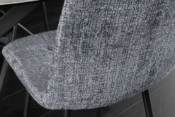 Moderner Design Stuhl TRES CHIC grau Chenille Cremona schwarze Metallbeine