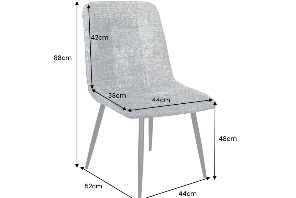 Moderner Design Stuhl TRES CHIC grau Chenille Cremona schwarze Metallbeine