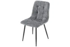 Moderner Design Stuhl TRES CHIC grau Chenille Cremona schwarze Metallbeine