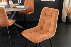 Moderner Design Stuhl TRES CHIC rost braun Chenille Cremona schwarze Metallbeine