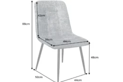 Moderner Design Stuhl TRES CHIC champagner greige Chenille Cremona schwarze Metallbeine