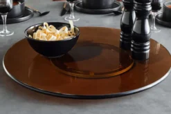 Moderner Drehteller 50cm bernstein Glas 360° drehbare Servierplatte