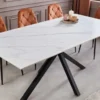 Moderner Esstisch GALAXIE 160cm weiß Keramik schwarz Metall Sterngestell