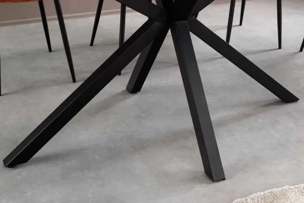 Moderner Esstisch GALAXIE 160cm weiß Keramik schwarz Metall Sterngestell