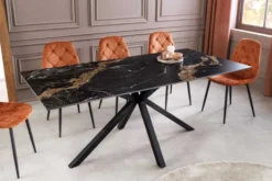 Moderner Esstisch GALAXIE 160cm Aurora Oro schwarz gold sand Keramik