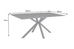 Moderner Esstisch GALAXIE 160cm anthrazit Keramik schwarz Metall Sterngestell