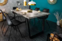 Moderner Esstisch LOFT 160cm grau Beton-Design schwarze Metallbeine Kufengestell Industrial