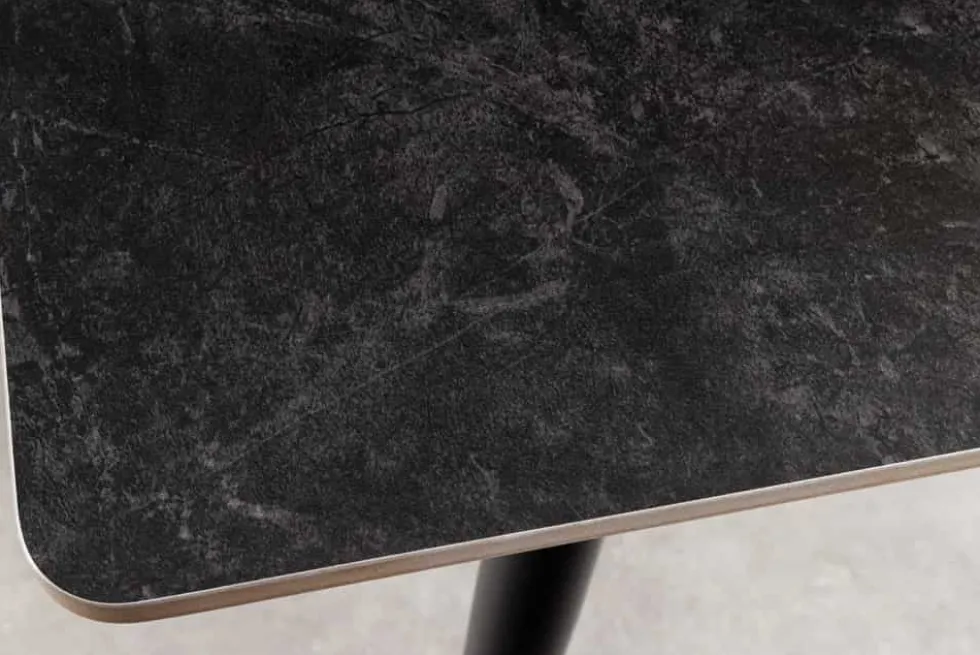 Moderner Esstisch MILANO 140cm anthrazit Keramik schwarze Metallbeine