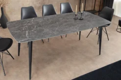 Moderner Esstisch MILANO 180cm anthrazit Keramik schwarze Metallbeine