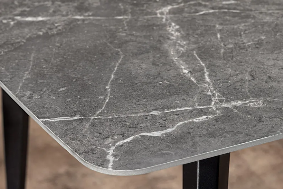 Moderner Esstisch MILANO 180cm anthrazit Keramik schwarze Metallbeine