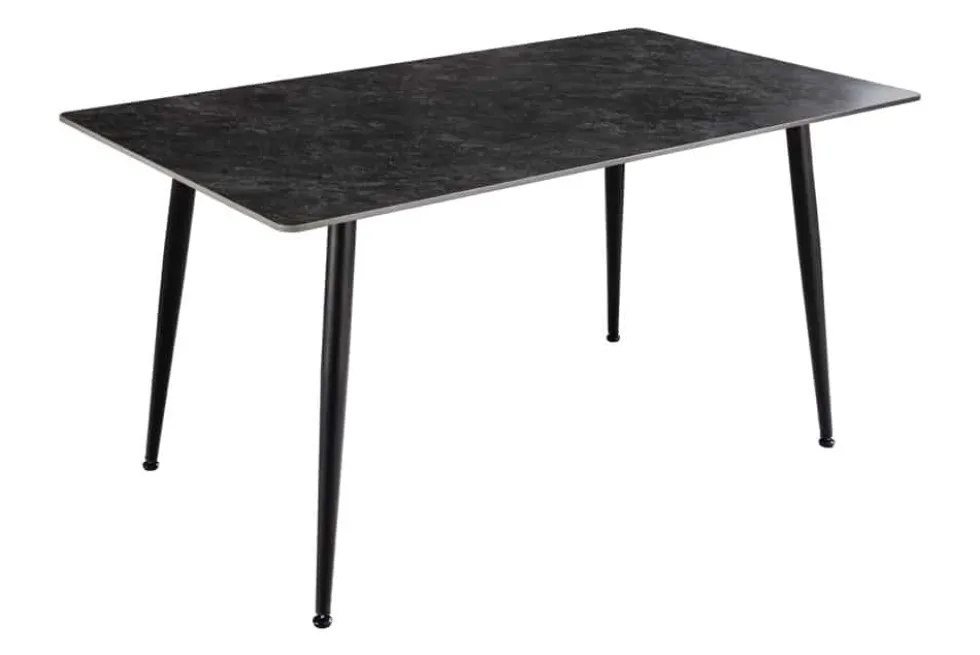 Moderner Esstisch MILANO 120cm anthrazit Keramik schwarze Metallbeine