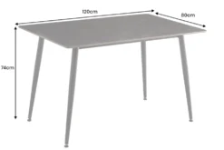 Moderner Esstisch MILANO 120cm anthrazit Keramik schwarze Metallbeine