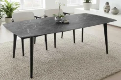 Moderner Esstisch MILANO 160cm anthrazit Keramik schwarze Metallbeine