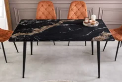 Moderner Esstisch MILANO 120cm schwarz gold sand Aurora Oro Keramik Metallgestell