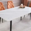 Moderner Esstisch MILANO 120cm weiß Keramik schwarze Metallbeine
