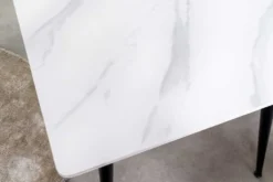 Moderner Esstisch MILANO 120cm weiß Keramik schwarze Metallbeine