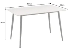 Moderner Esstisch MILANO 120cm weiß Keramik schwarze Metallbeine