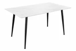 Moderner Esstisch MILANO 120cm weiß Keramik schwarze Metallbeine