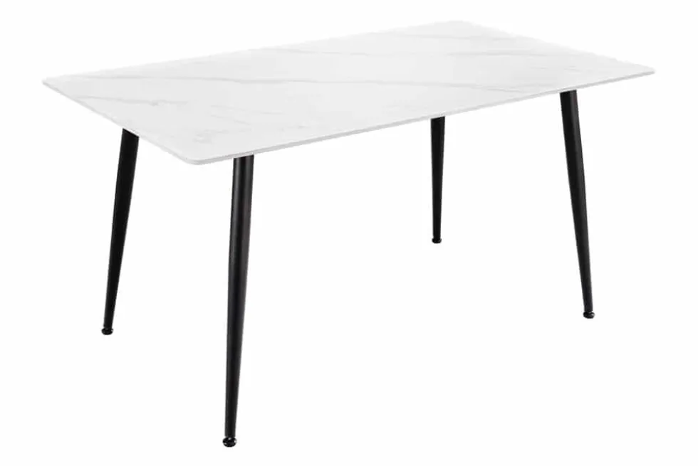 Moderner Esstisch MILANO 120cm weiß Keramik schwarze Metallbeine