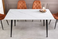 Moderner Esstisch MILANO 120cm weiß Keramik schwarze Metallbeine