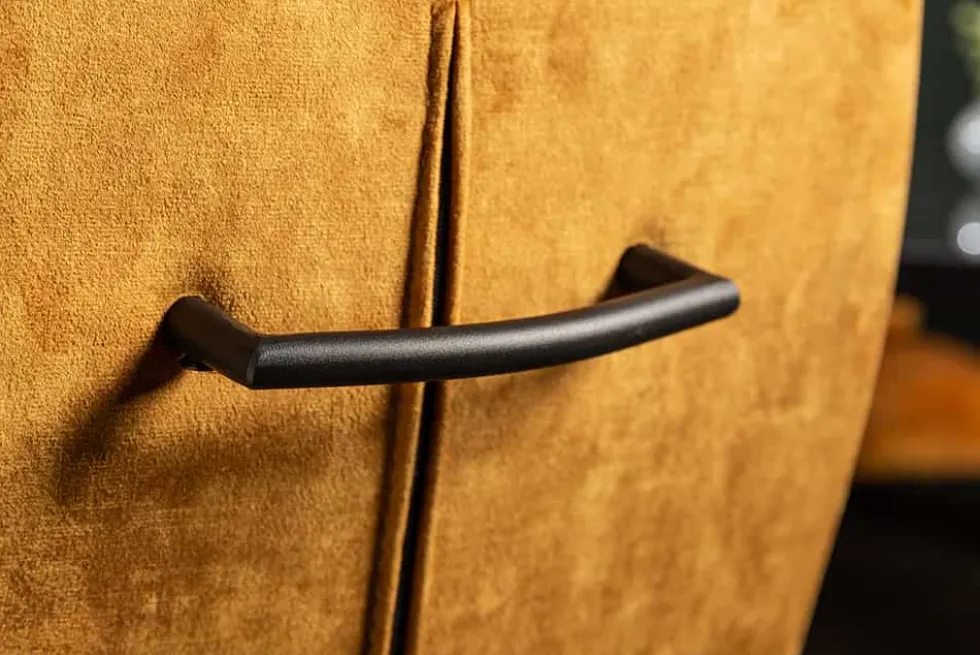 Moderner Freischwinger Stuhl COMFORT senfgelb Samt mit Komfortgriff