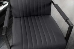 Moderner Freischwinger Stuhl BIG ASTON Echtleder schwarz Taschenfederkern Metall