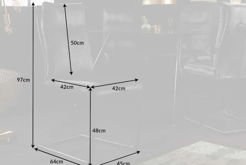 Moderner Freischwinger Stuhl COMFORT grün Samt mit Komfortgriff