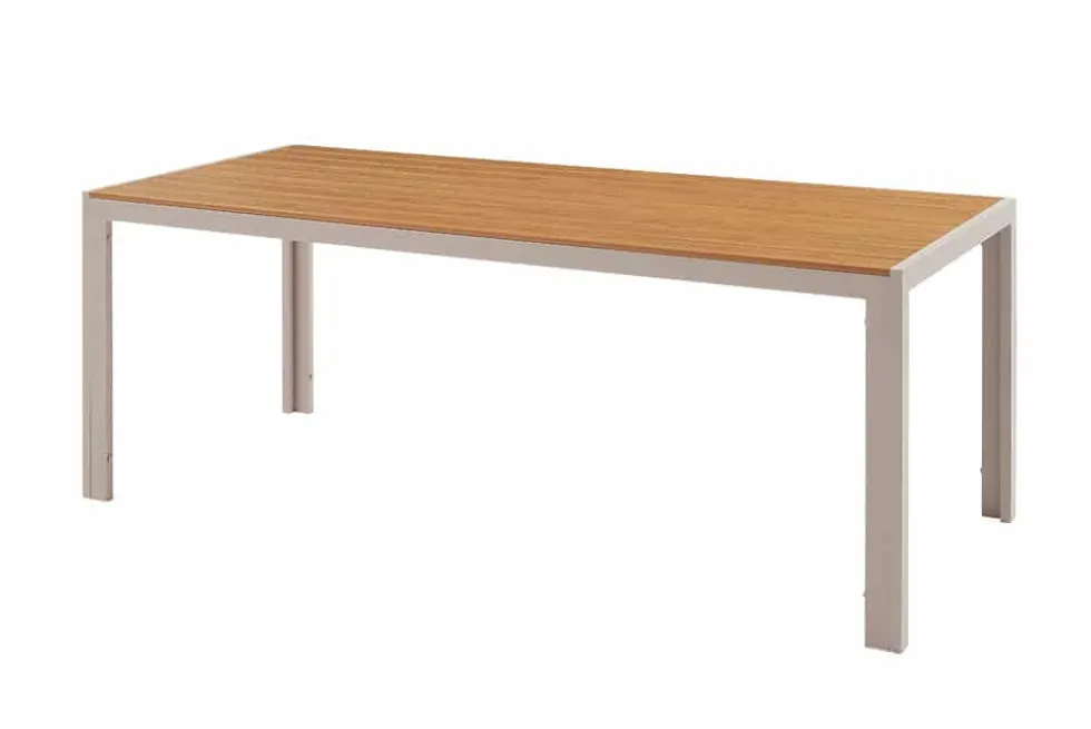Moderner Gartentisch DESIGNO 205cm natur greige Aluminium wetterfest Outdoor-Esstisch