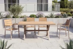 Moderner Gartentisch DESIGNO 150cm natur greige Aluminium wetterfest X-Gestell